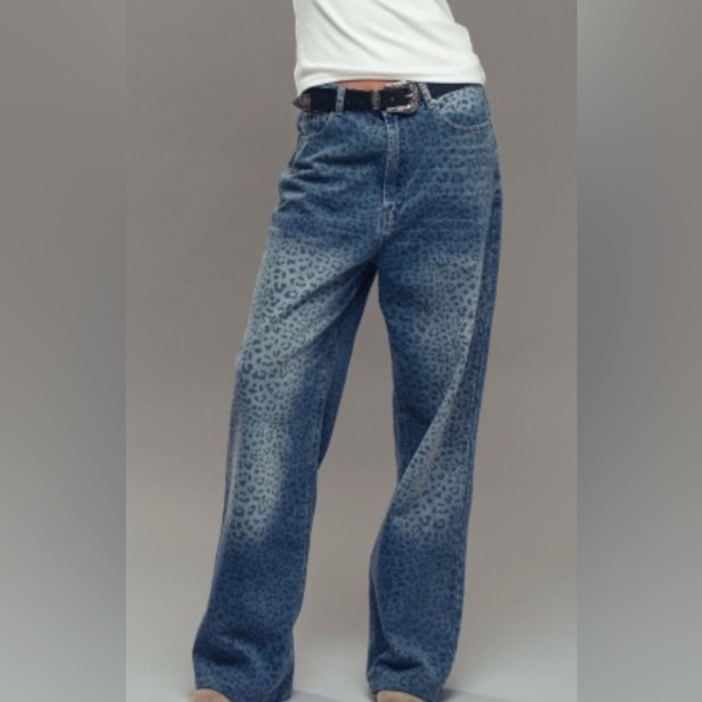 Urban Daizy Leopard Print Wide Leg Jeans